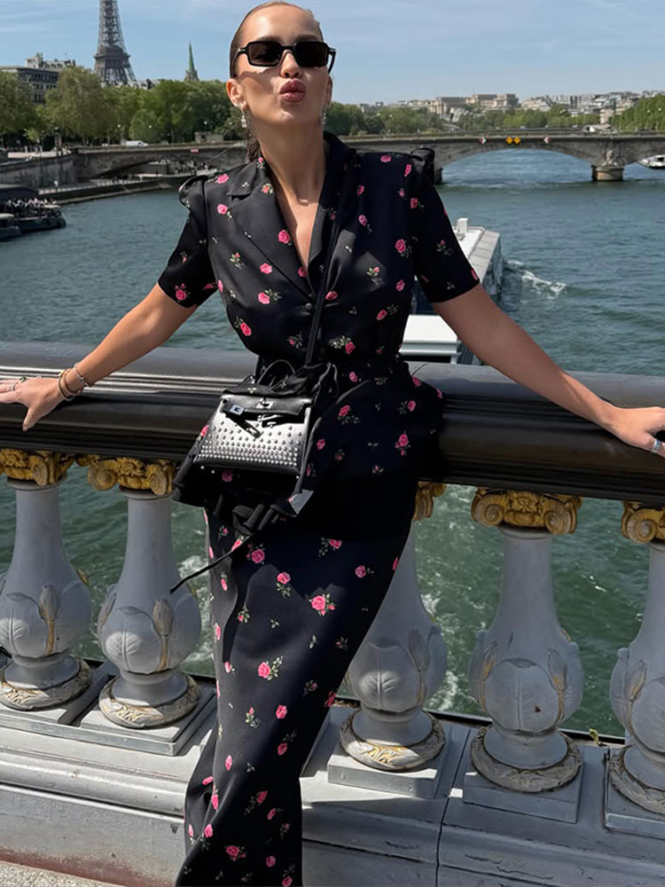 Floral Blazer Coat Skirt Sets  - Romper Floral Print recension och pris