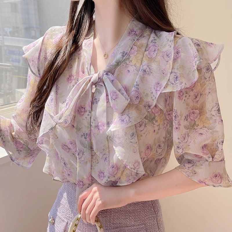 Floral Bowknot Chiffon Women's - Romper Floral Print recension och pris