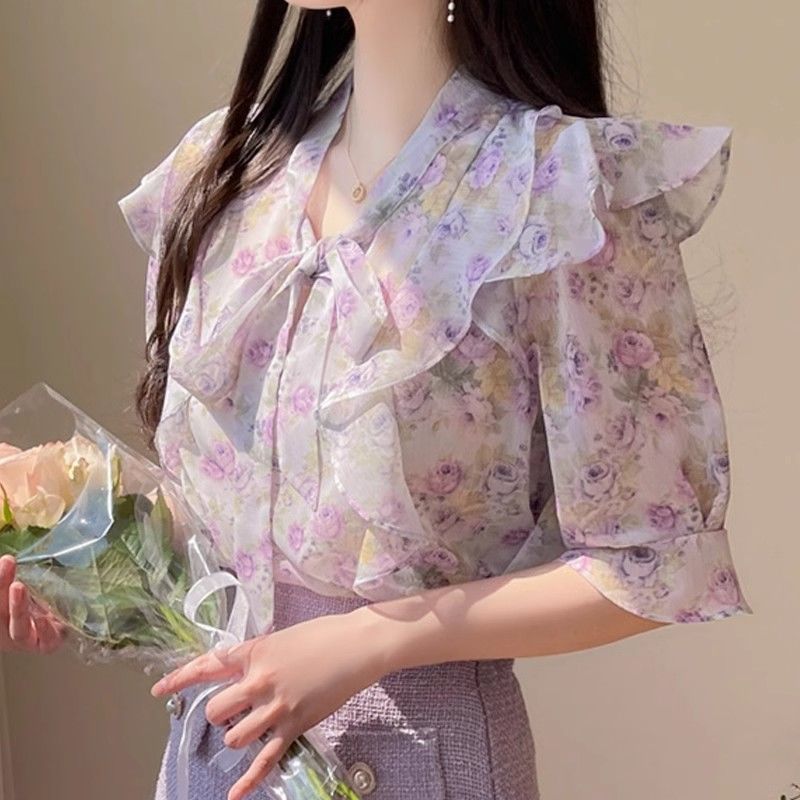Floral Bowknot Chiffon Women's - Romper Floral Print recension och pris