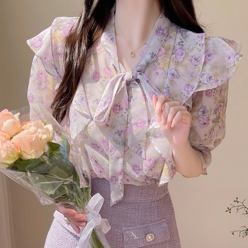 Floral Bowknot Chiffon Women's - Romper Floral Print recension och pris