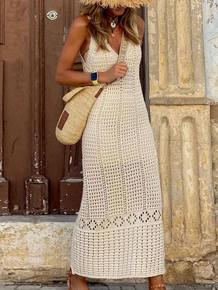S - XL 2025 V Neck Hollow Out  - Cover Up Kaftan recension och pris
