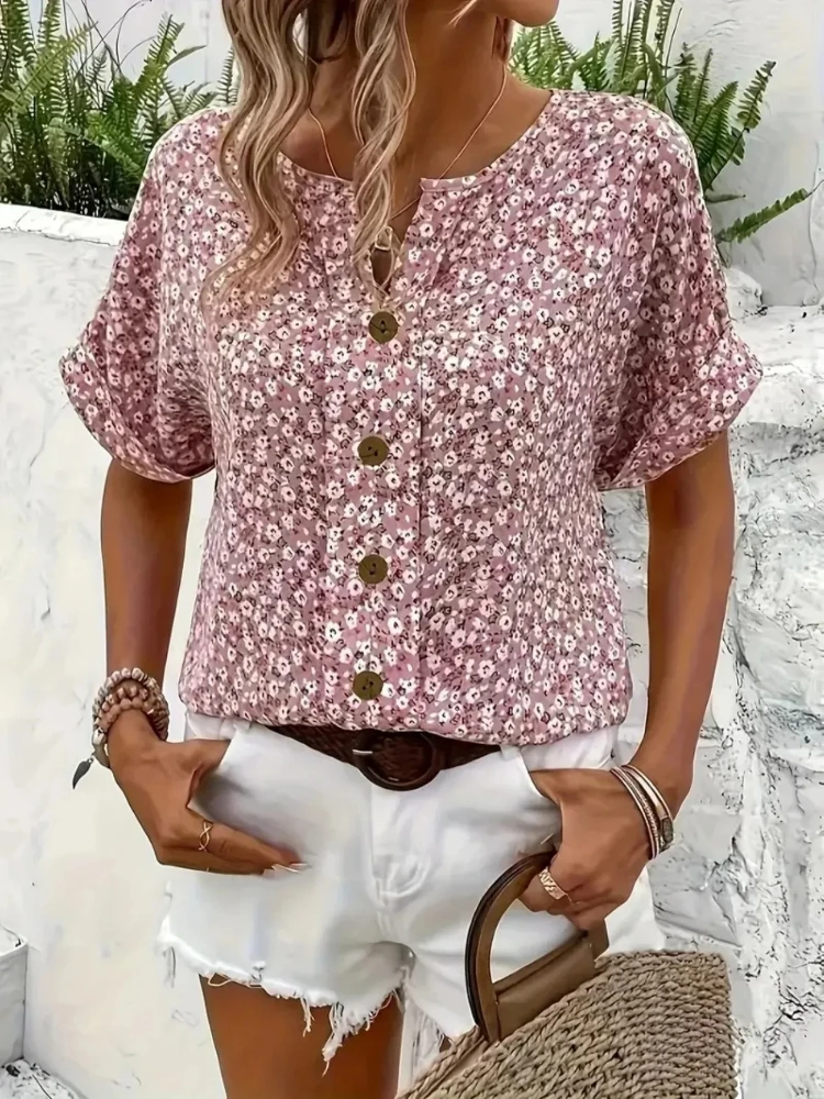 Plus Size Women's Shirts 2025  - Romper Floral Print recension och pris