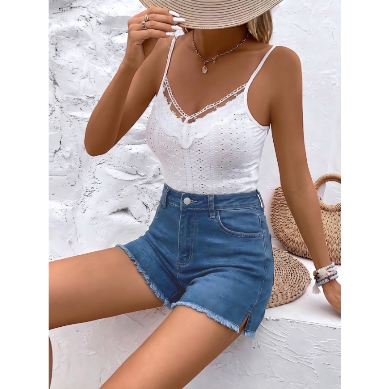 Women's High Waist Denim Short - Shorts Denim Frayed recension och pris