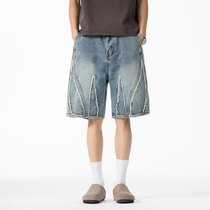Men's Baggy Denim Jorts, Raw E - Shorts Denim Frayed recension och pris